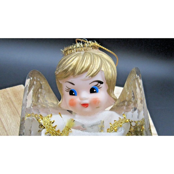 Vintage Angel Christmas Ornament Silver Foil Wings Hand Painted Made In Japan - Picture 3 of 6